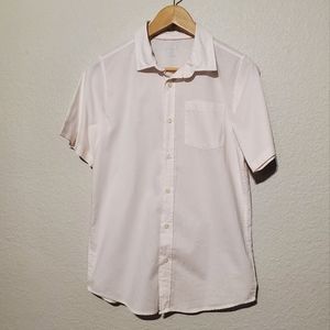 Cat & Jack Boys XLarge 16 Peach & White Stripe Button Down Short Sleeve Shirt